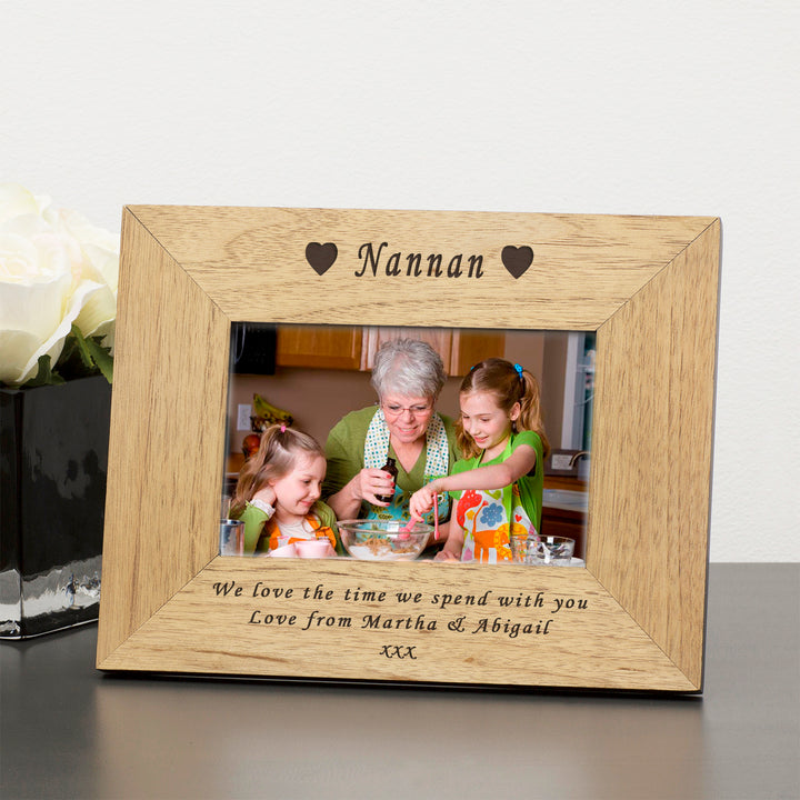 Personalised Oak Finish 6x4 Photo Frame with Engraved Message