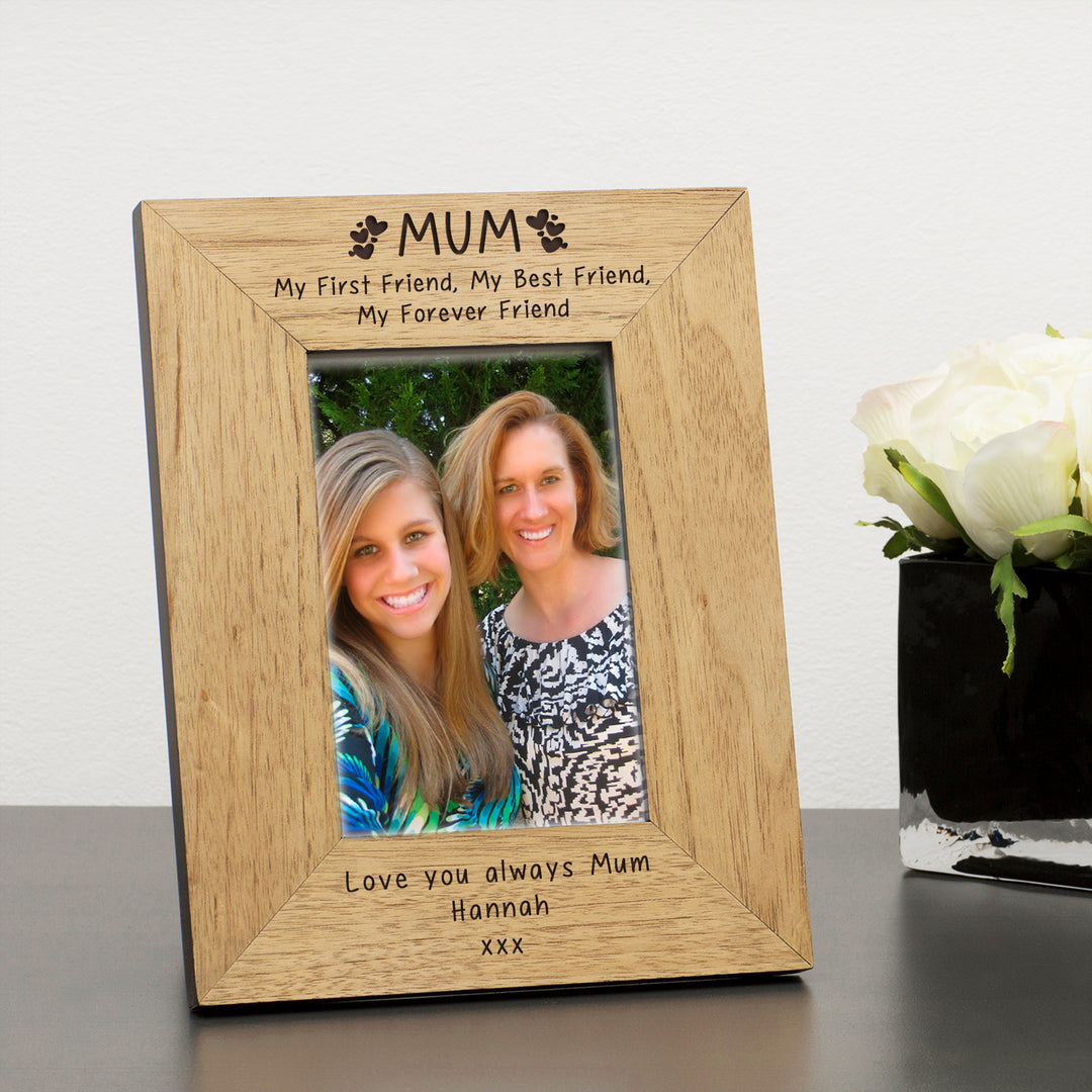 Personalised Mum Forever Friend Oak Finish Photo Frame 7x5