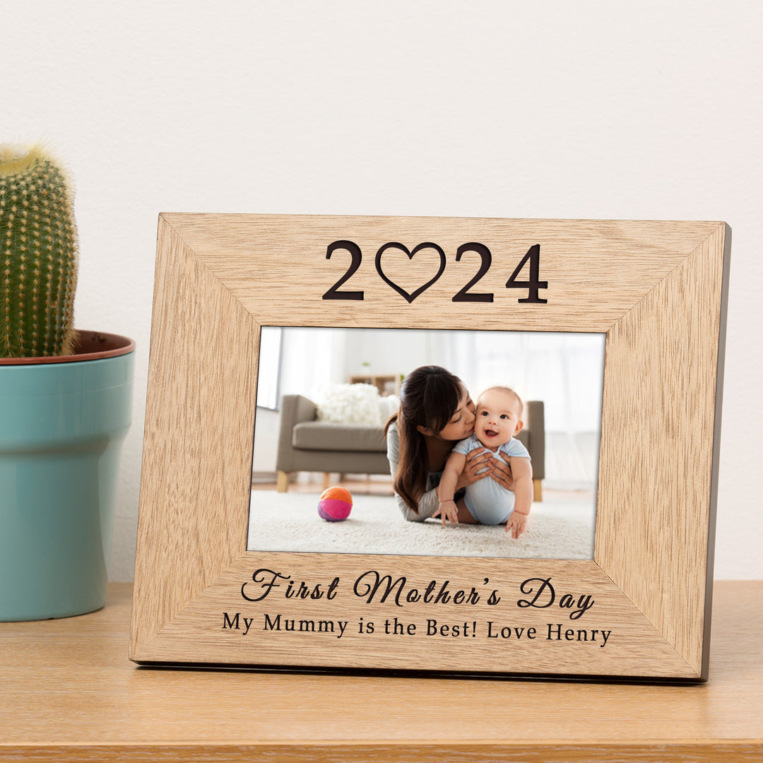 Personalised First Mother’s Day 7x5 Oak Finish Photo Frame