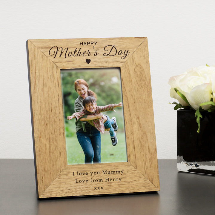 Personalised Happy Mother’s Day Oak Veneer Photo Frame 6x4