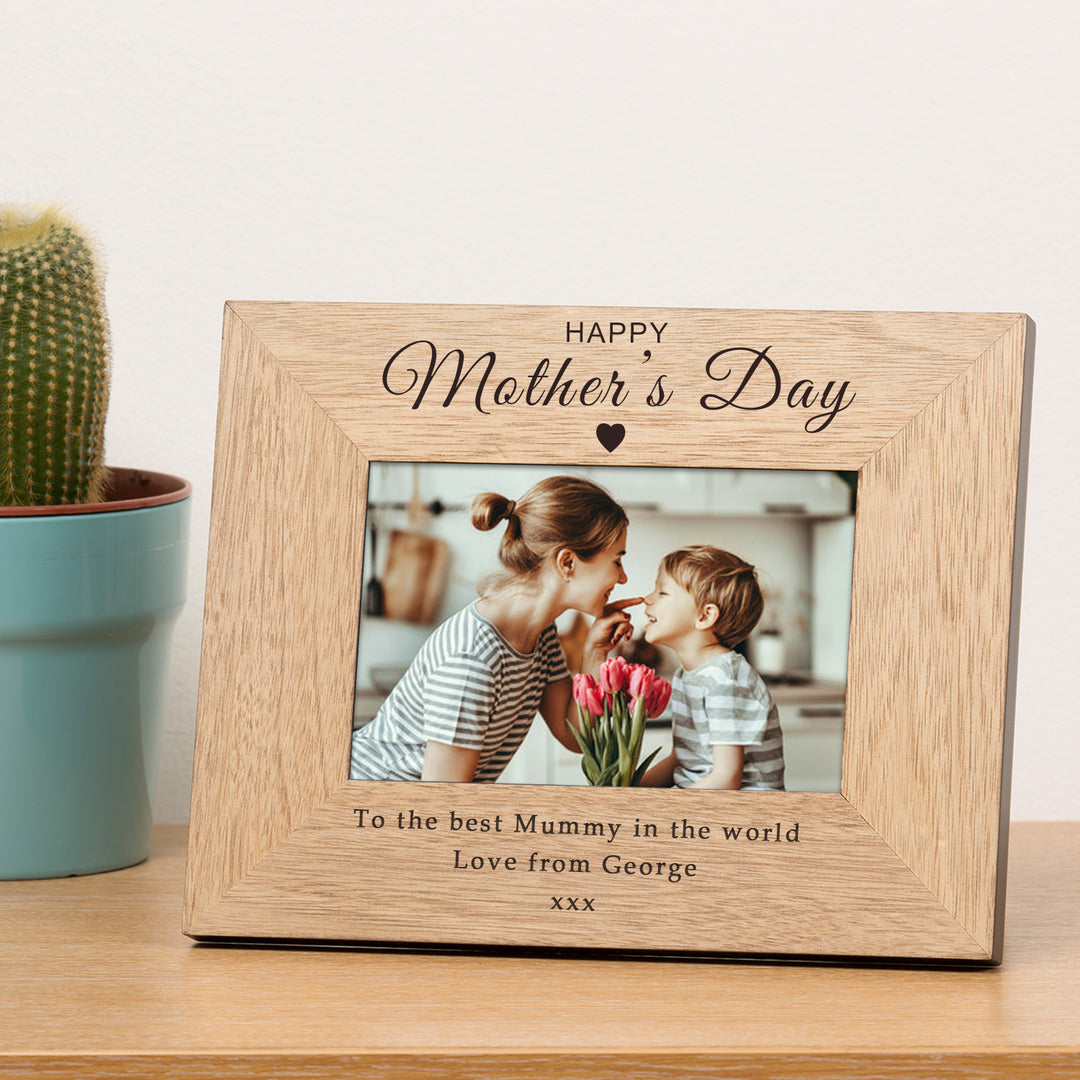 Personalised Happy Mother’s Day Oak Veneer Photo Frame 6x4