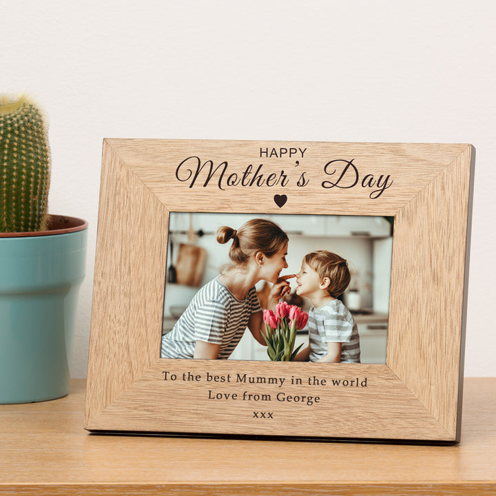 Personalised Happy Mother’s Day Oak Veneer Photo Frame 6x4