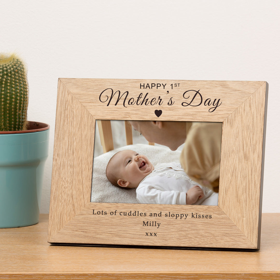 Personalised 1st Mother’s Day Oak Veneer Photo Frame 6x4