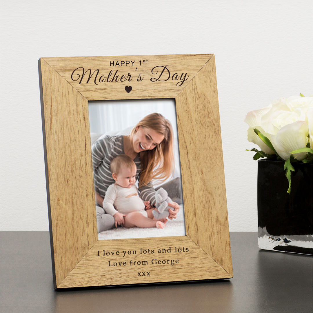 Personalised 1st Mother’s Day Oak Veneer Photo Frame 6x4