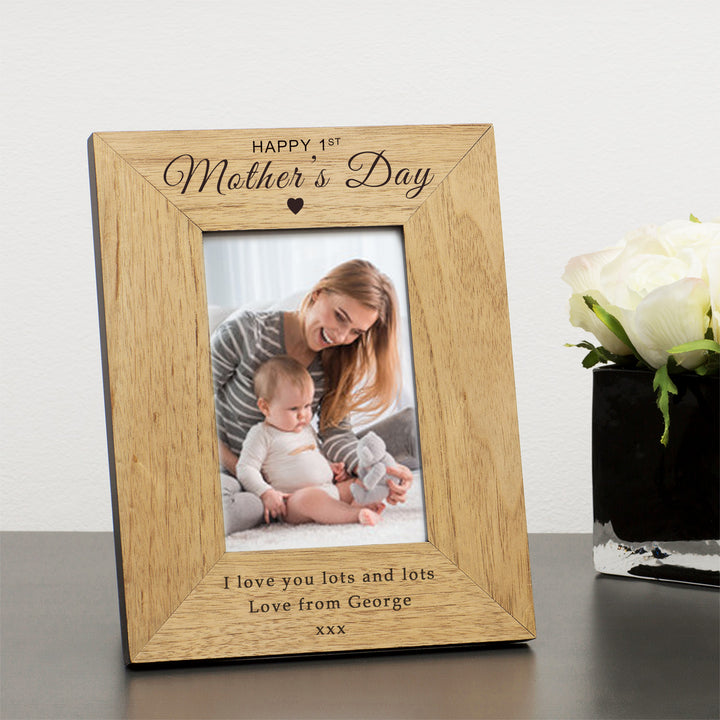 Personalised 1st Mother’s Day Oak Veneer Photo Frame 6x4