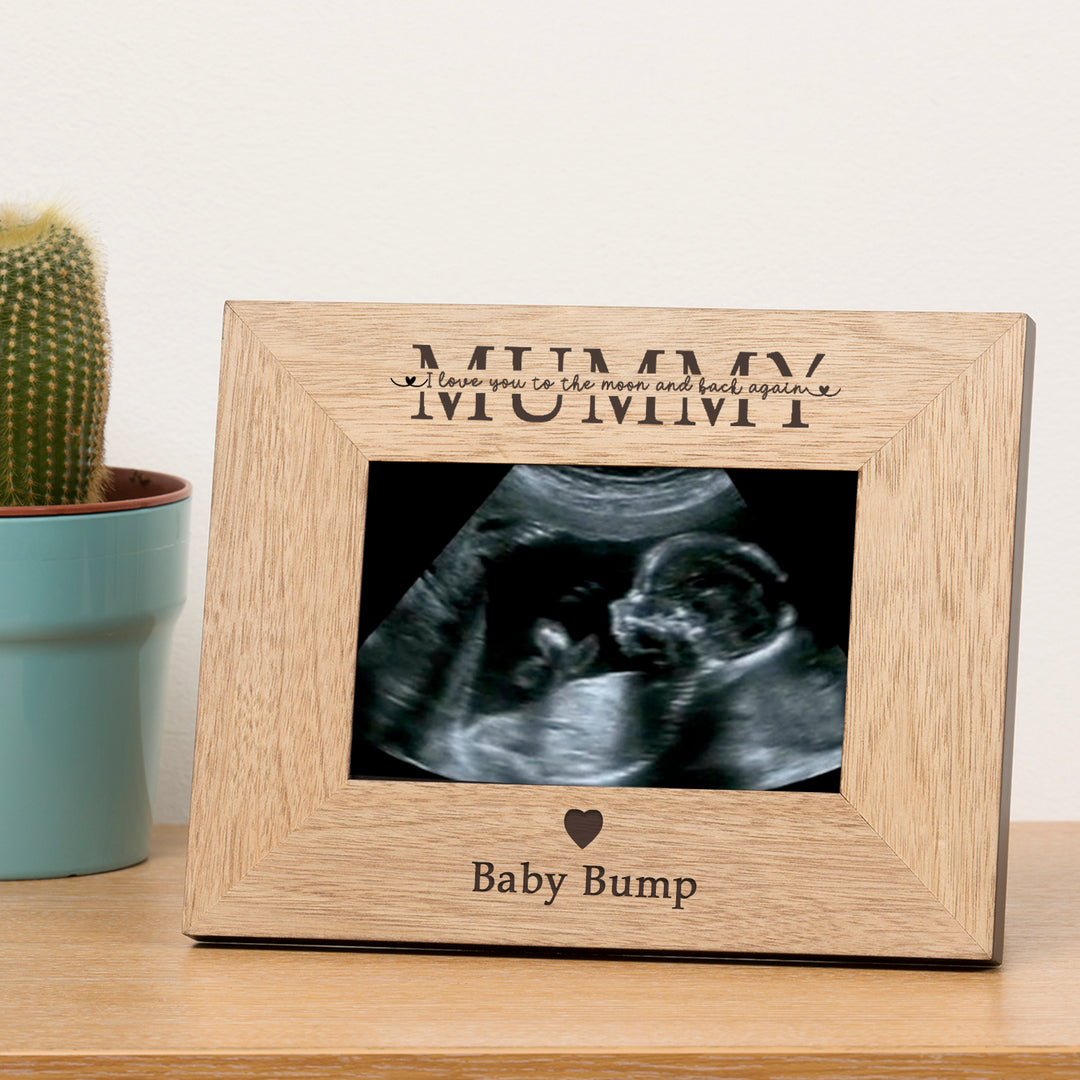 Personalised Mummy Moon and Back Wooden Photo Frame 6x4