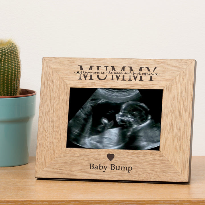 Personalised Mummy Moon and Back Wooden Photo Frame 6x4