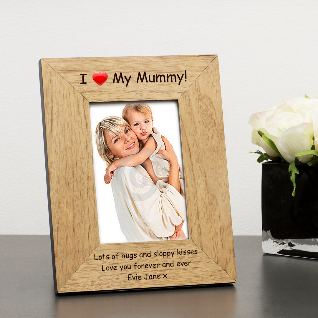 Personalised I Love My Mummy Wooden Photo Frame 7x5