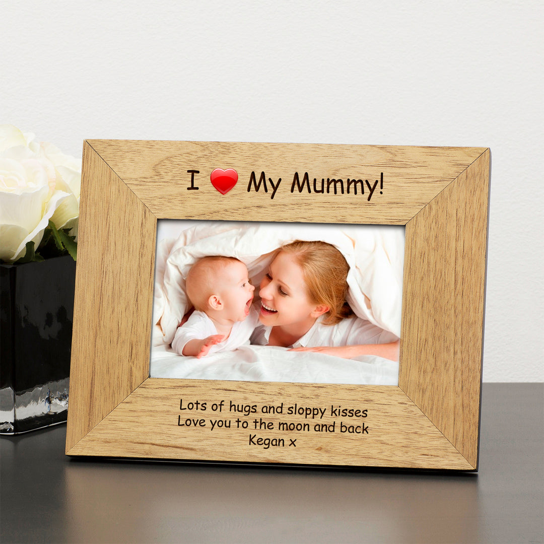 Personalised I Love My Mummy Oak Finish Photo Frame 6x4
