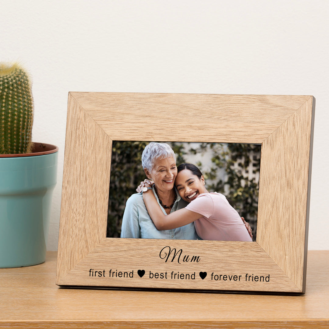 Personalised First Friend Oak Veneer Photo Frame 7x5