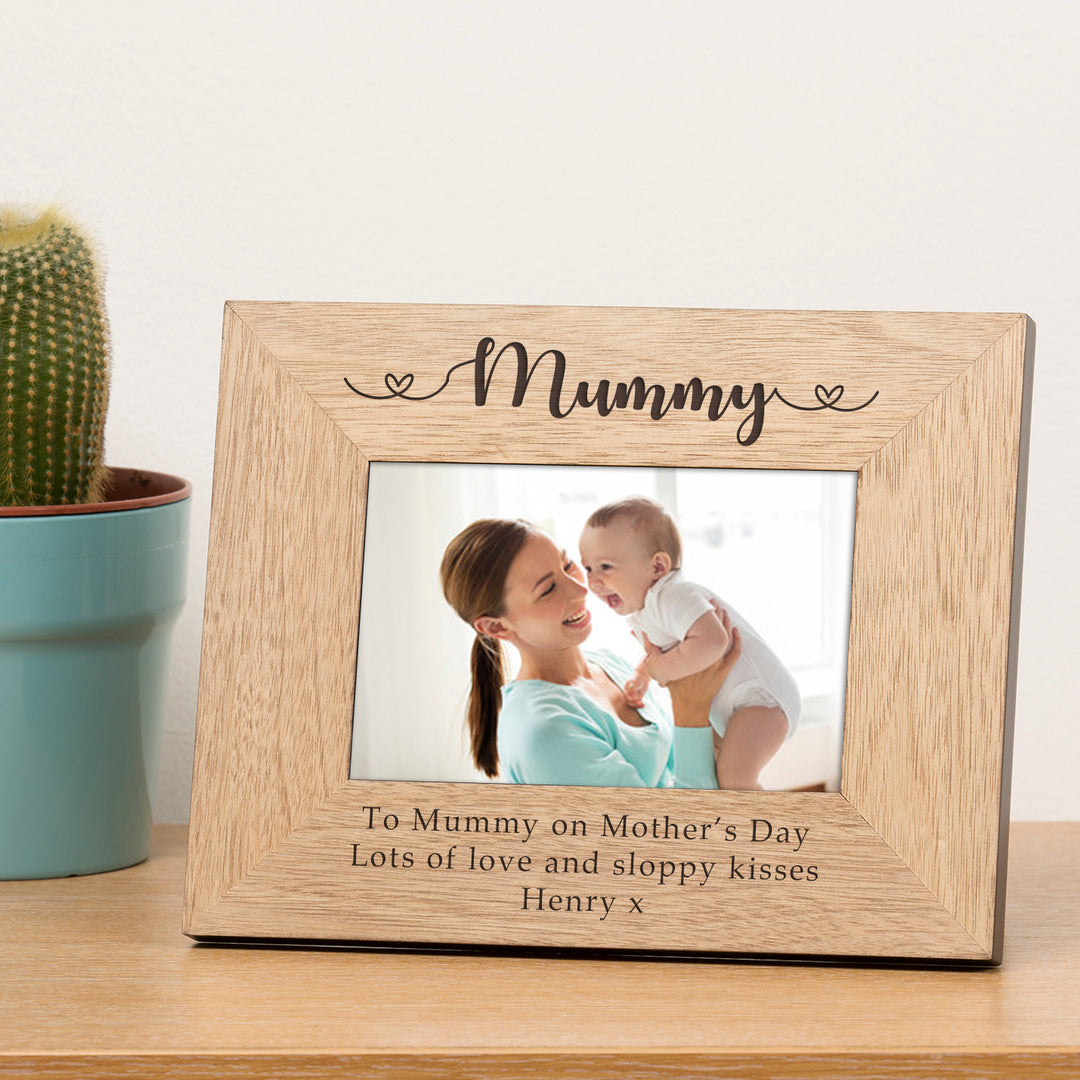 Personalised Mummy Oak Veneer Photo Frame 6x4