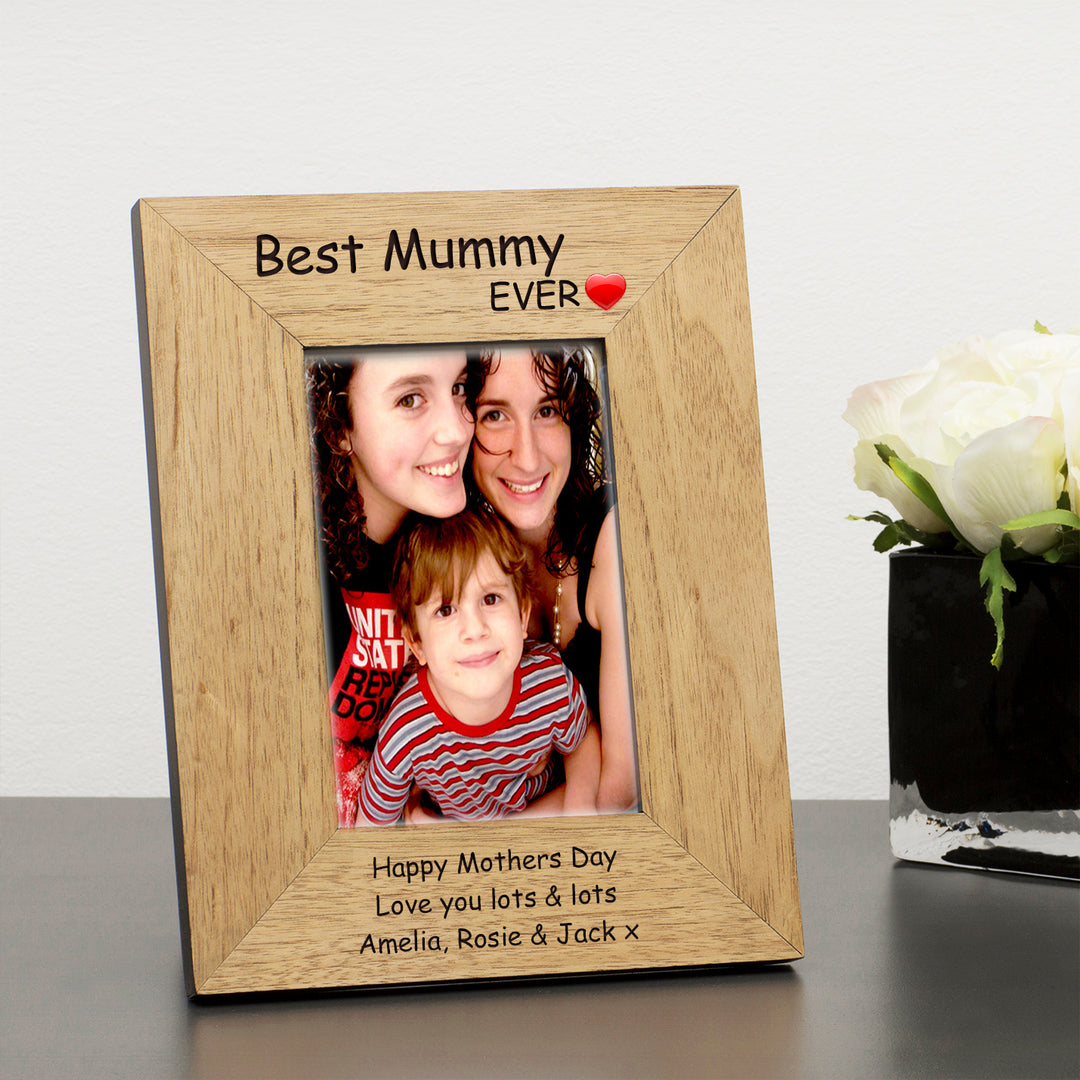 Personalised Best Mummy Ever Oak Finish Photo Frame 7x5