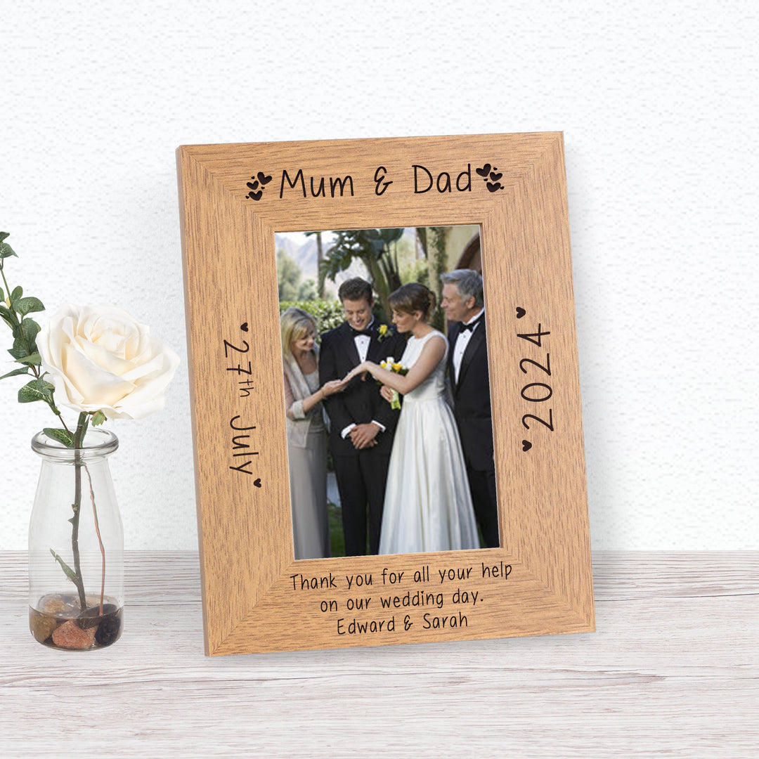 Personalised Mum &amp; Dad Thank You Wedding Photo Frame 7x5
