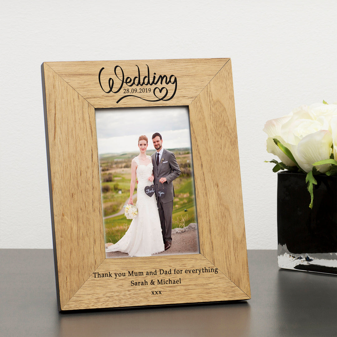 Personalised Wedding Day Oak Finish Photo Frame 6x4