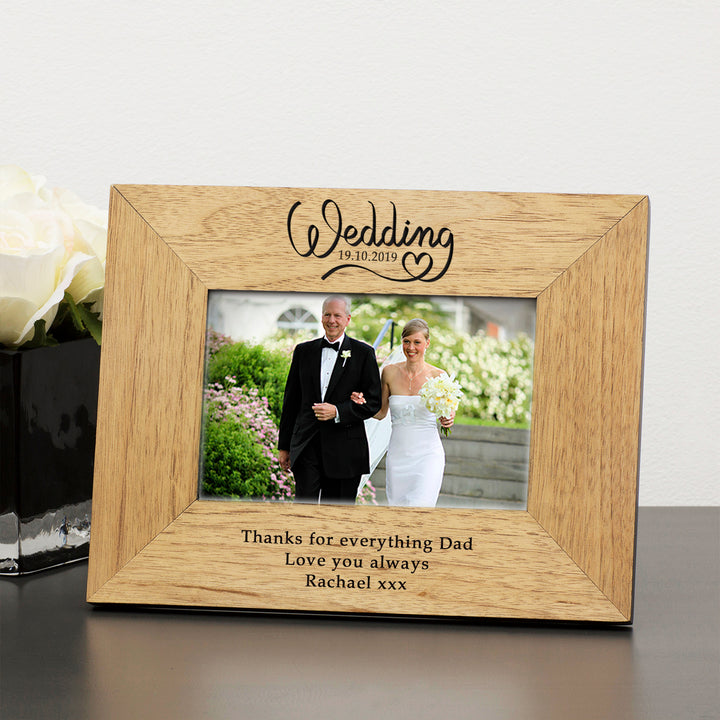 Personalised Wedding Day Oak Finish Photo Frame 6x4