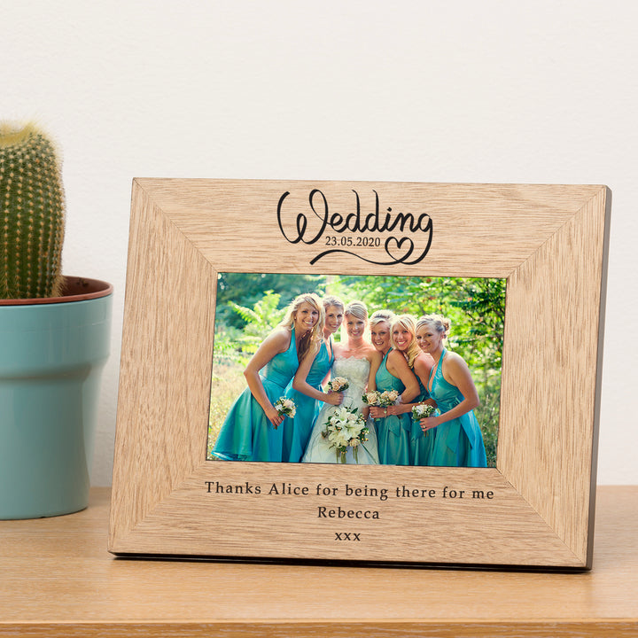 Personalised Wedding Day Oak Finish Photo Frame 6x4