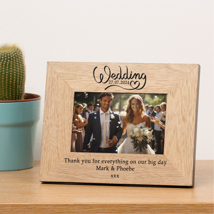 Personalised Wedding Day Oak Finish Photo Frame 6x4