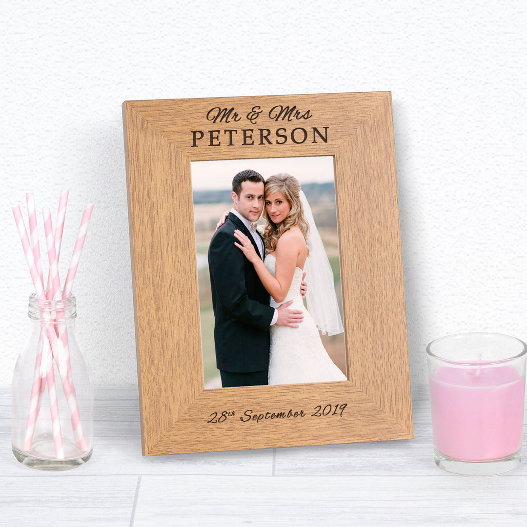 Personalised Mr &amp; Mrs Wedding Photo Frame 7x5