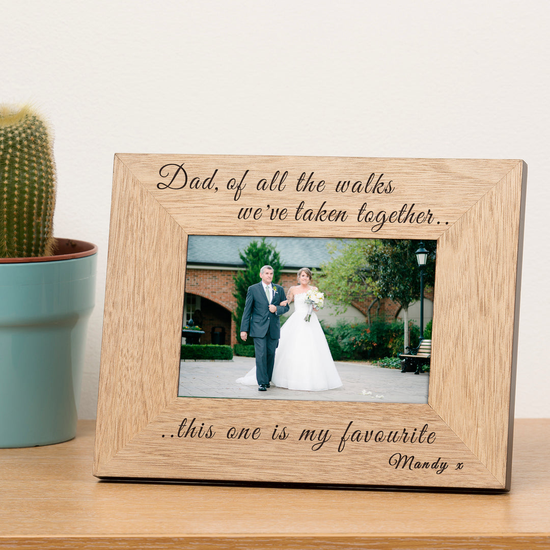 Personalised Dad Walks Quote Wooden Photo Frame 6x4