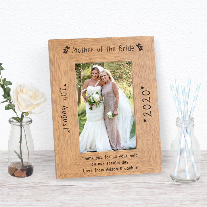 Personalised Wedding Party Role Oak Finish Photo Frame 6x4