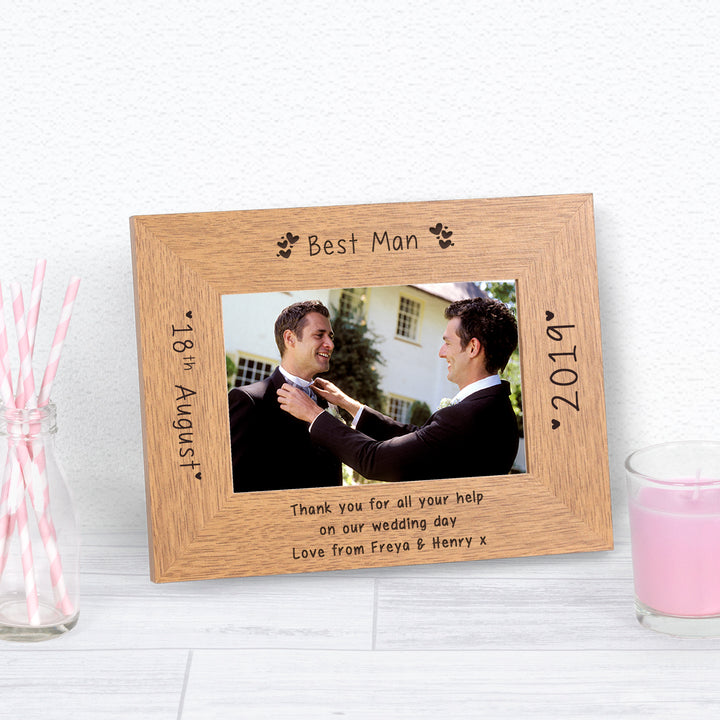 Personalised Wedding Party Role Oak Finish Photo Frame 6x4