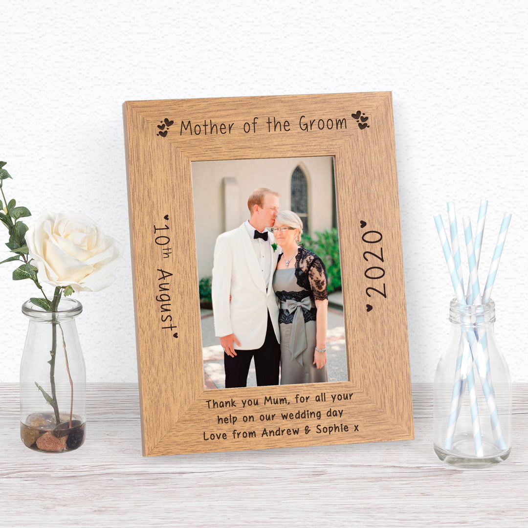 Personalised Wedding Party Role Oak Finish Photo Frame 6x4