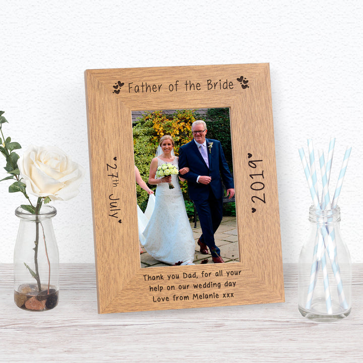 Personalised Wedding Party Role Oak Finish Photo Frame 6x4