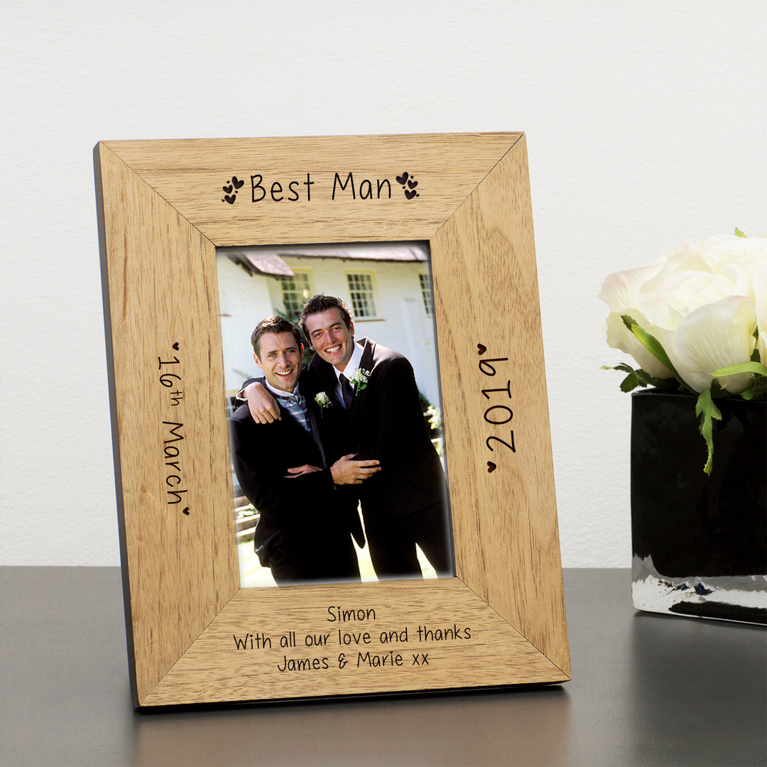 Personalised Wedding Party Role Oak Finish Photo Frame 6x4