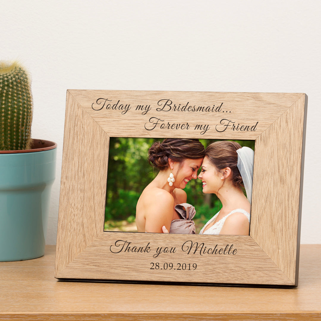 Personalised Bridesmaid Wood Photo Frame 6x4