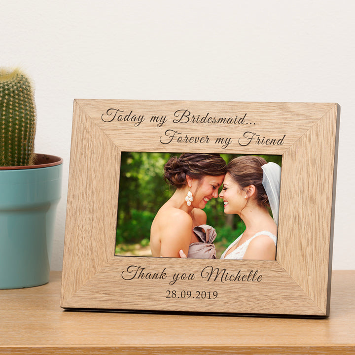 Personalised Bridesmaid Wood Photo Frame 6x4