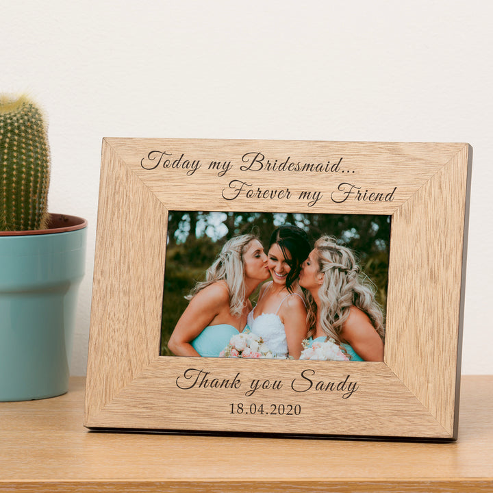 Personalised Bridesmaid Wood Photo Frame 6x4