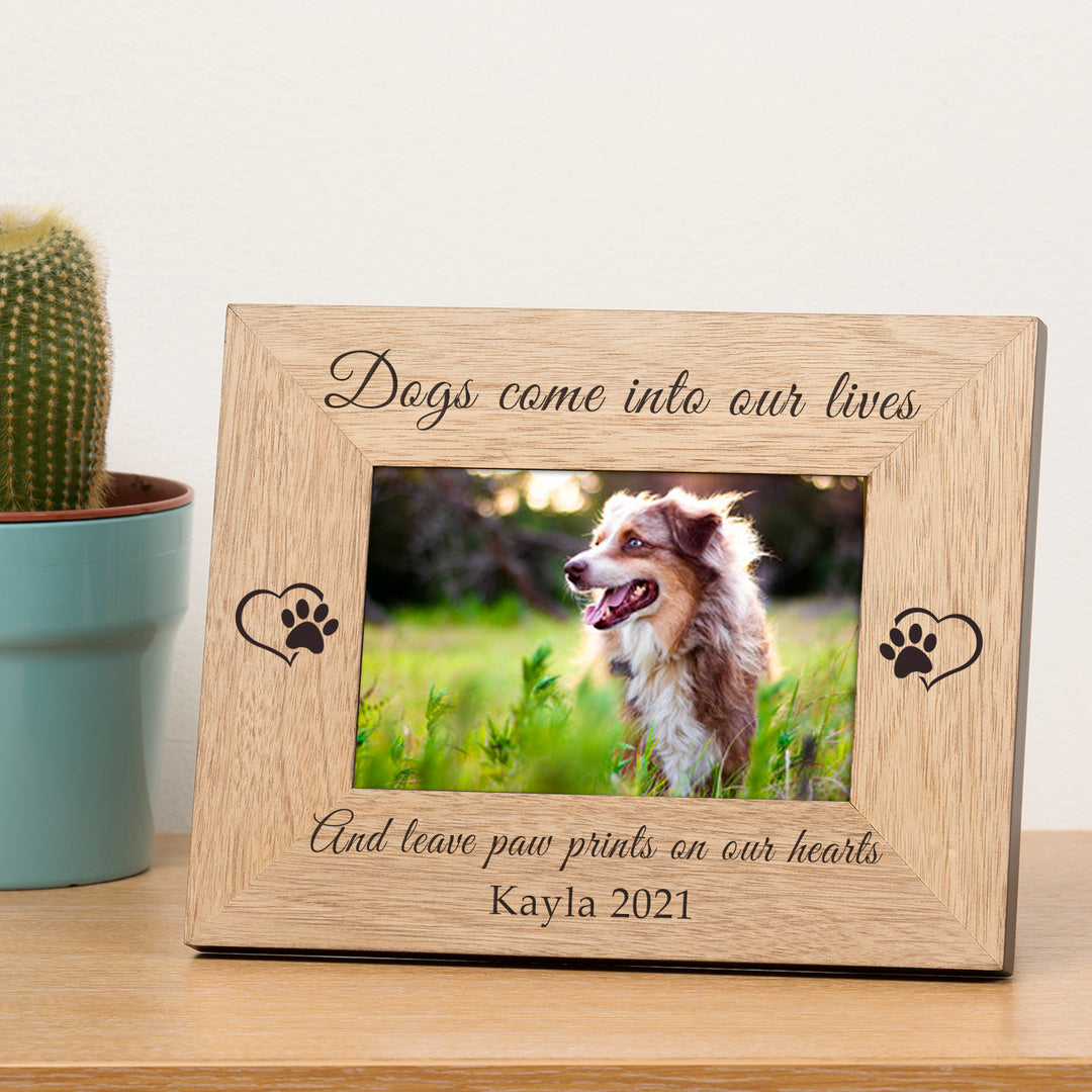 Personalised Paw Prints on Our Hearts Dog Memory Photo Frame