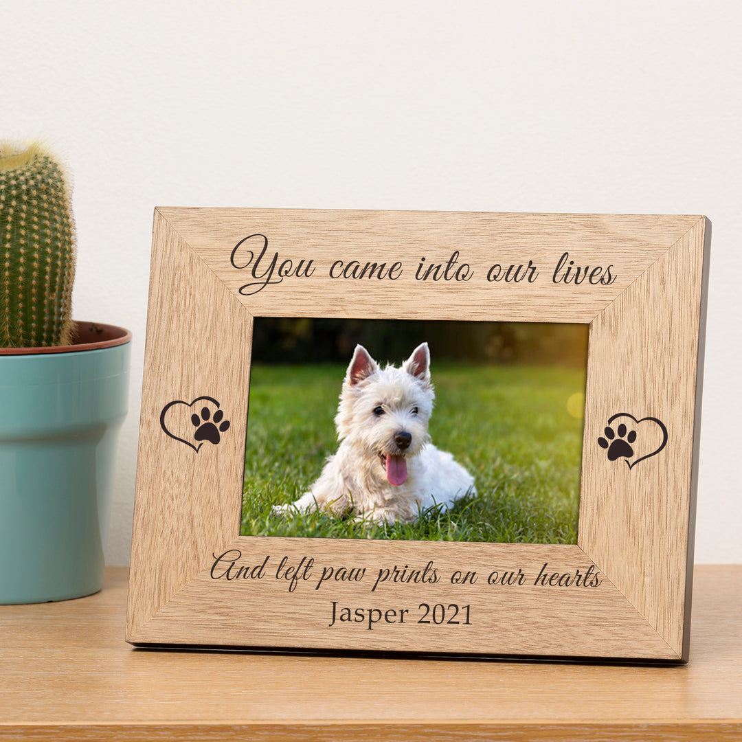 Personalised Paw Prints on Our Hearts Pet Memory Frame 7x5