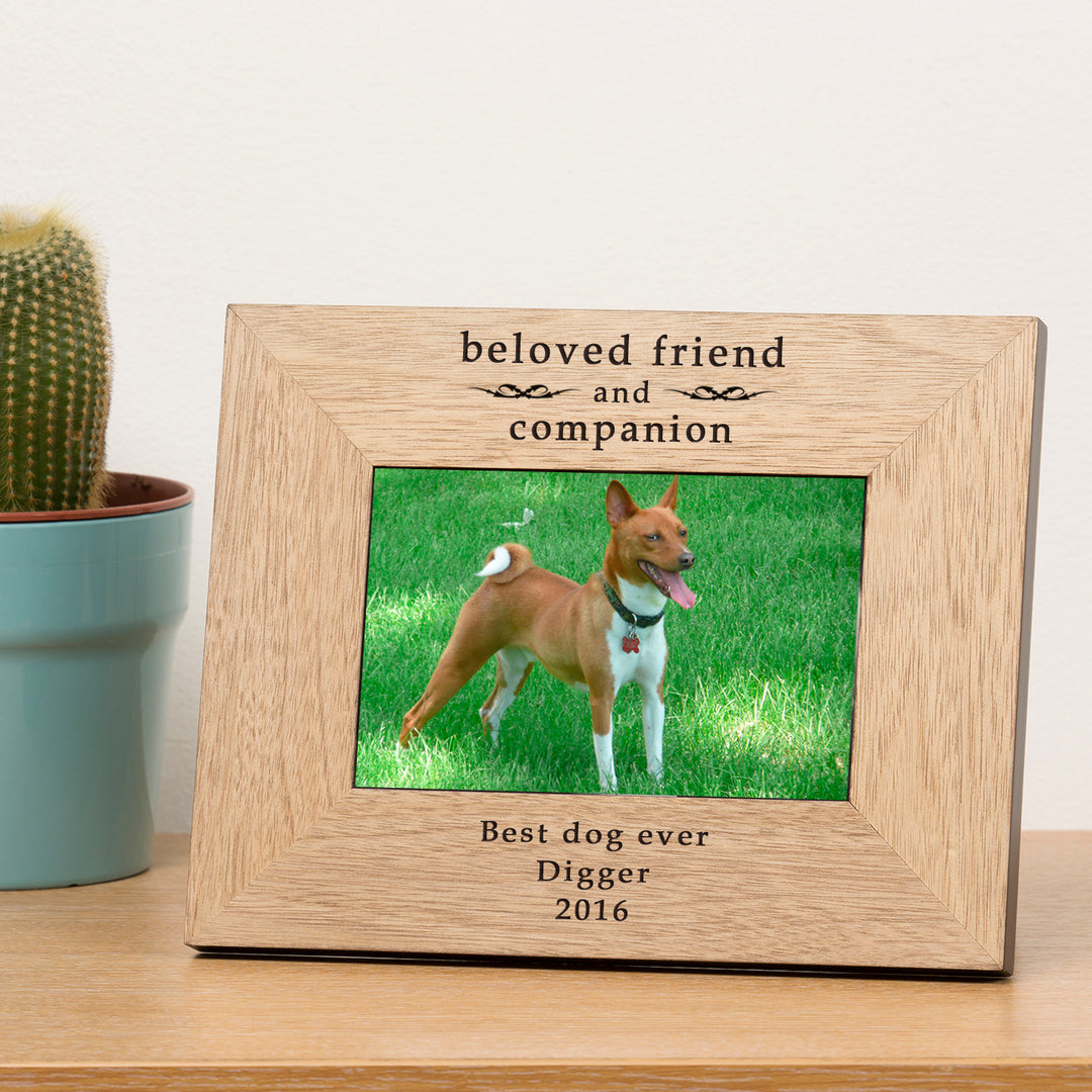 Personalised Beloved Friend &amp; Companion Oak Photo Frame 7x5