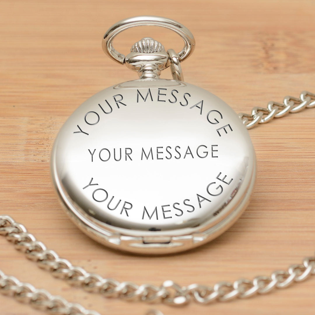 Personalised Silver Finish Pocket Watch with Message