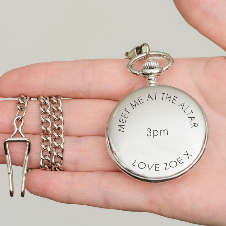 Personalised Meet Me At The Altar Silver Pocket Watch