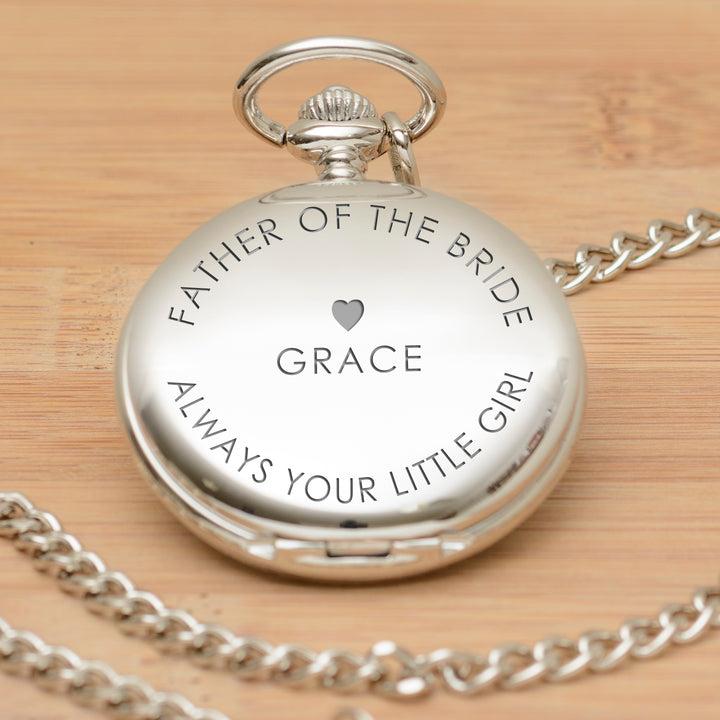 Personalised Father of the Bride Pocket Watch - Silver Finish