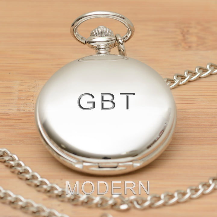 Personalised Silver Finish Pocket Watch with Initials