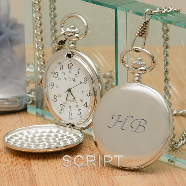 Personalised Silver Finish Pocket Watch with Initials