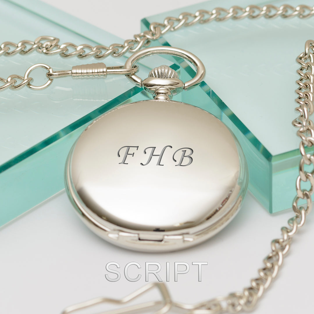 Personalised Silver Finish Pocket Watch with Initials