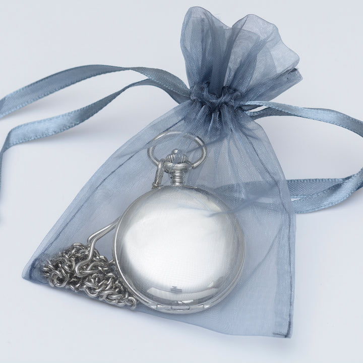 Personalised Silver Finish Pocket Watch with Chain