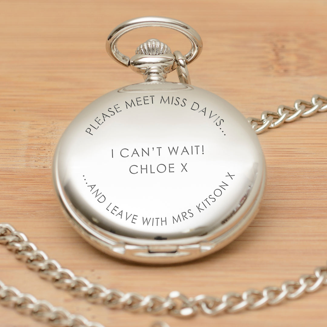 Personalised Meet Miss Leave With Mrs Pocket Watch