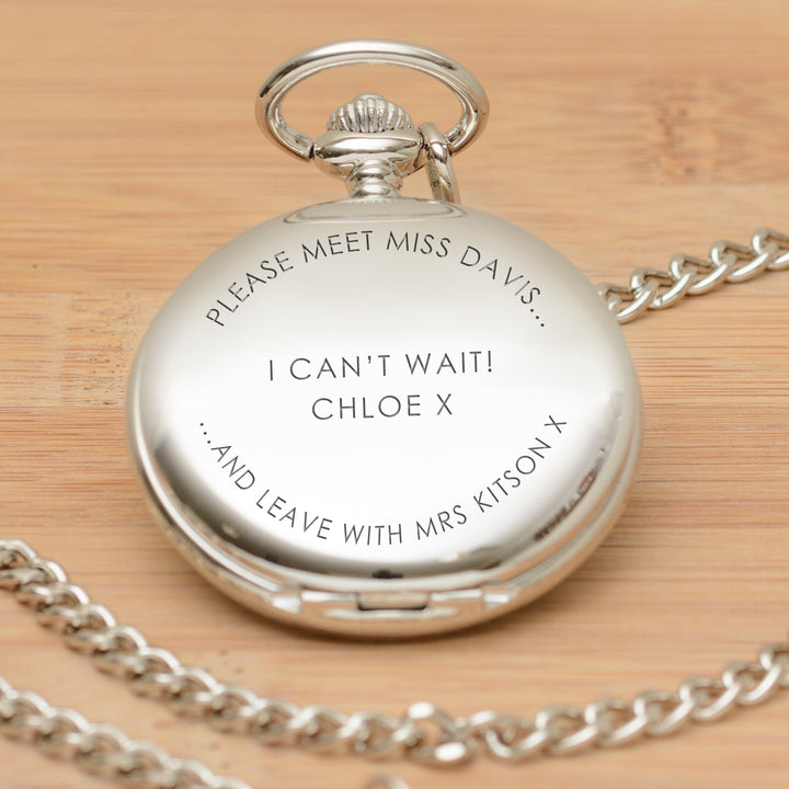 Personalised Meet Miss Leave With Mrs Pocket Watch