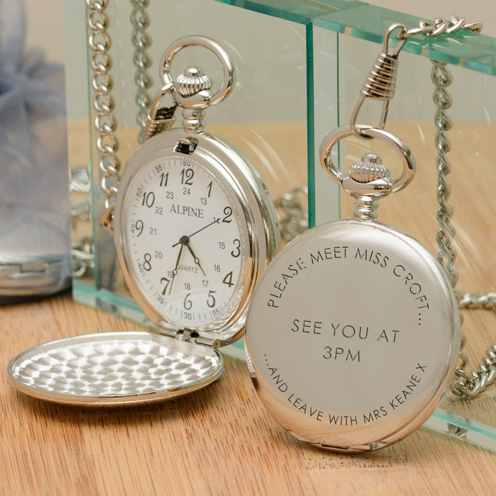 Personalised Meet Miss Leave With Mrs Pocket Watch
