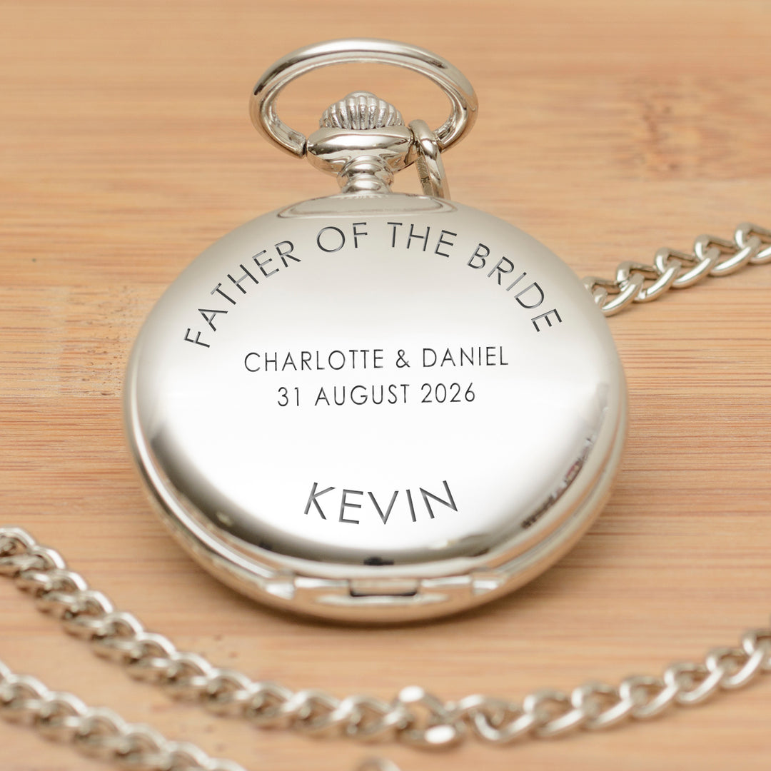 Personalised Wedding Party Pocket Watch in Silver Finish