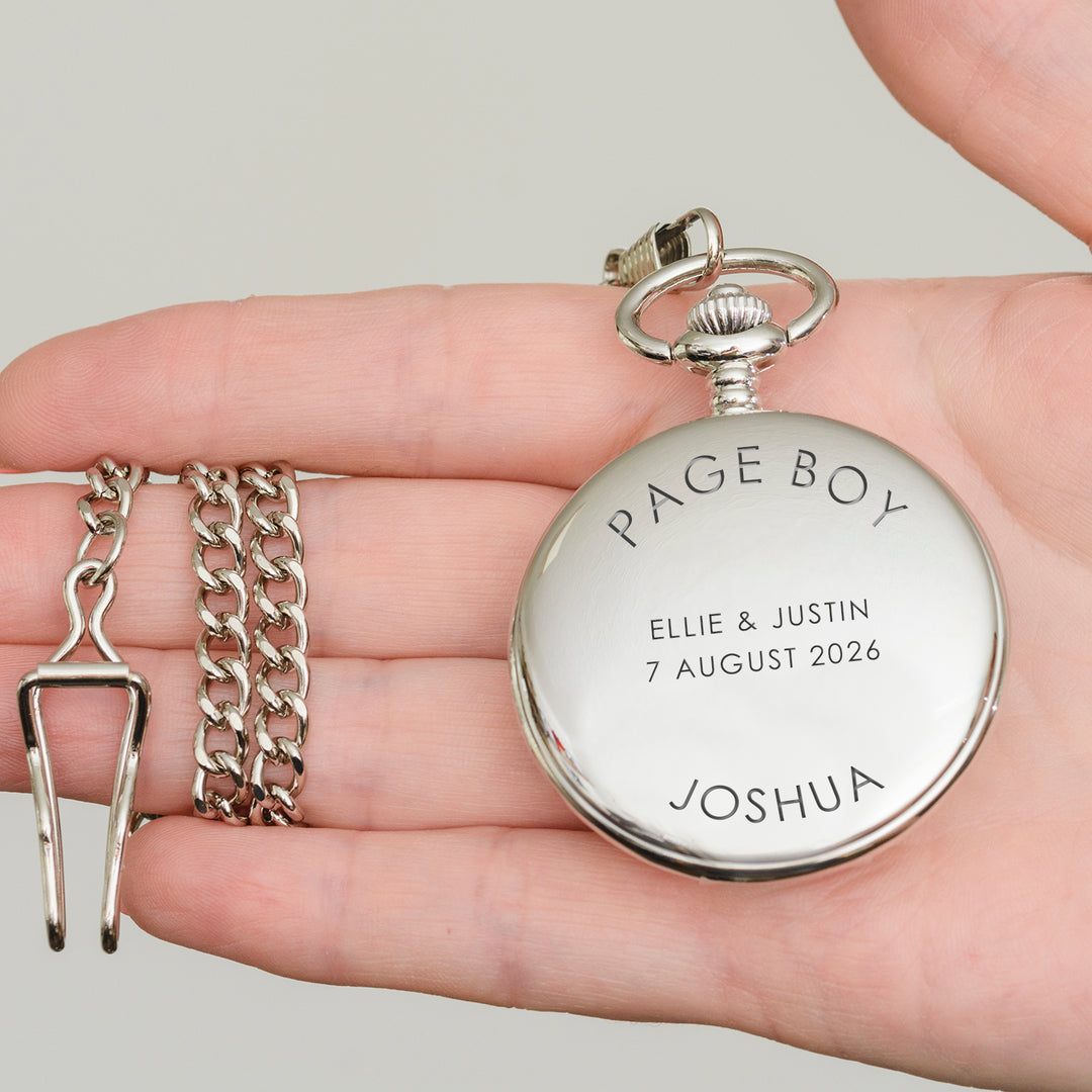 Personalised Wedding Party Pocket Watch in Silver Finish