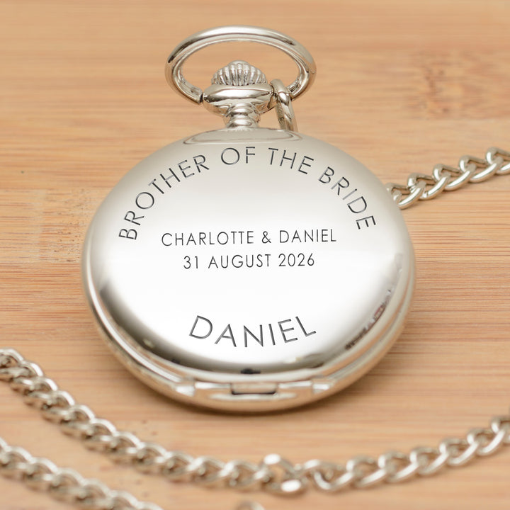 Personalised Wedding Party Pocket Watch in Silver Finish