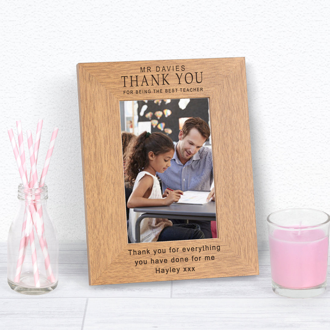 Personalised Best Teacher Thank You Wooden Photo Frame 7x5