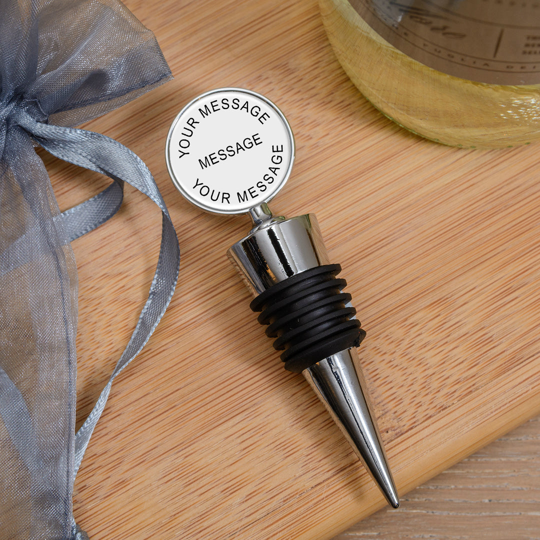 Personalised Silver Finish Bottle Stopper with Message