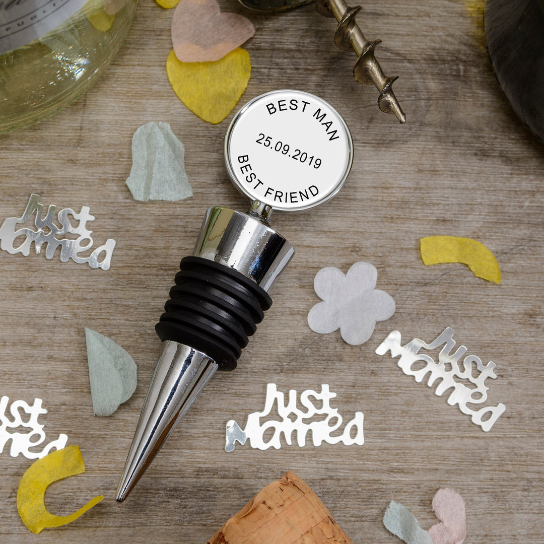 Personalised Silver Finish Bottle Stopper with Message